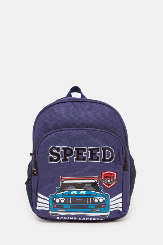 Boys Purple Printed Backpack sold by Redtag