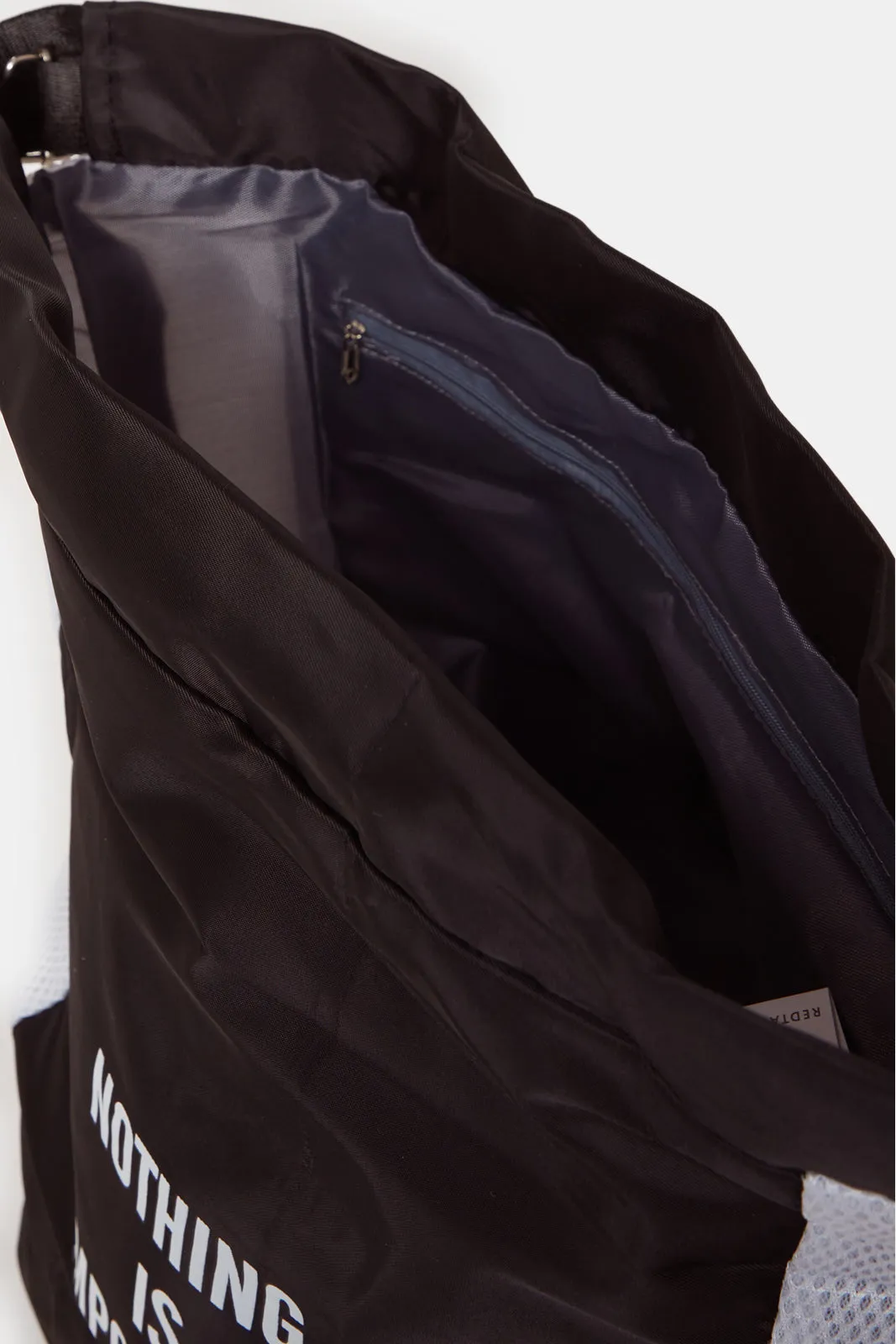 Black Printed Drawstring Backpack sold by Redtag product image thumbnail 4