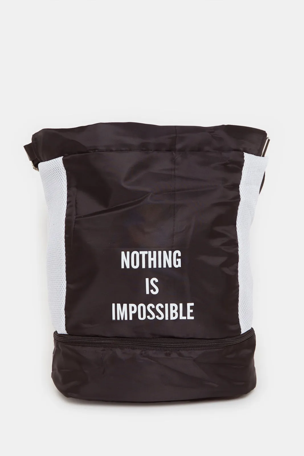 Black Printed Drawstring Backpack sold by Redtag