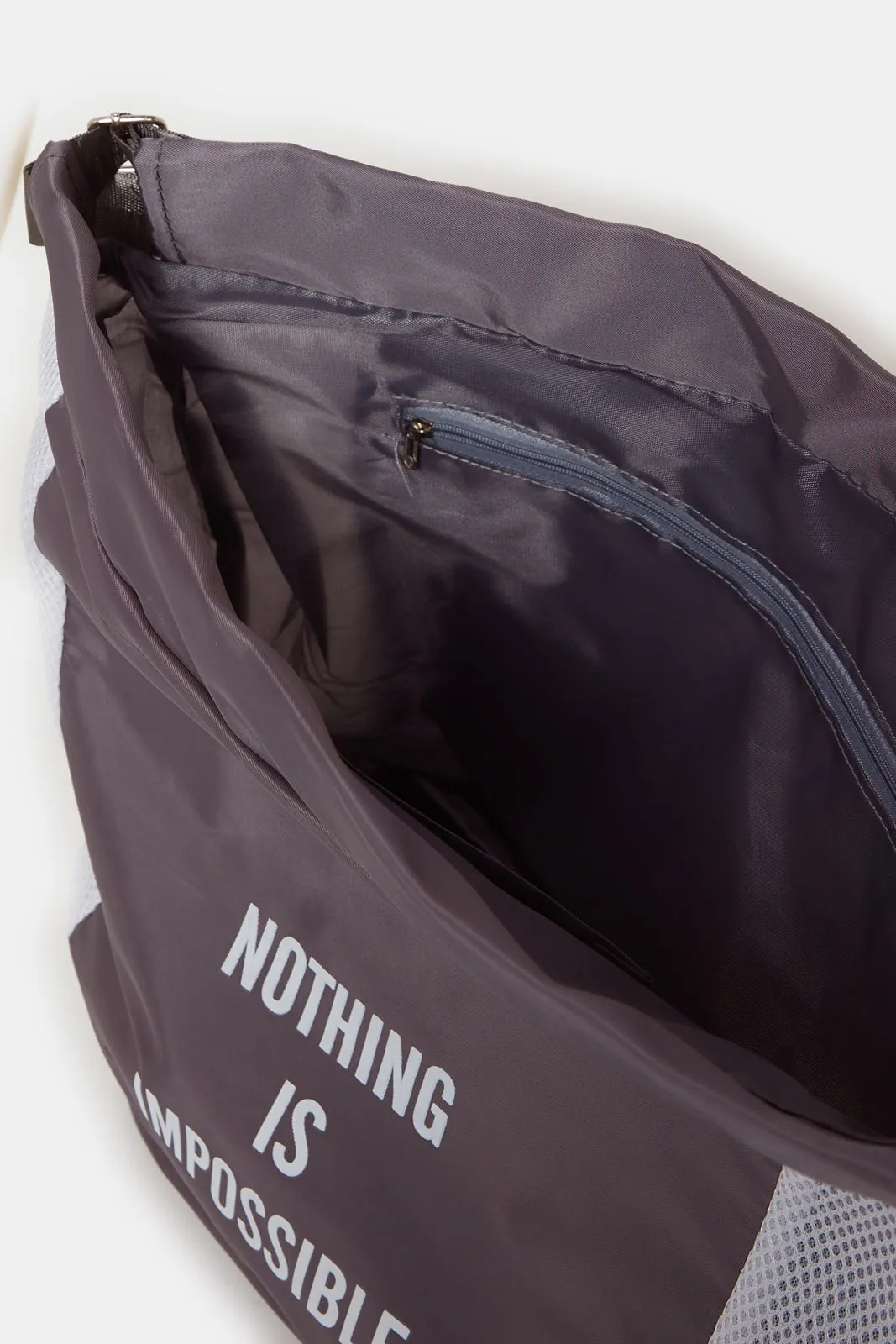 Grey Printed Drawstring Backpack sold by Redtag product image thumbnail 4