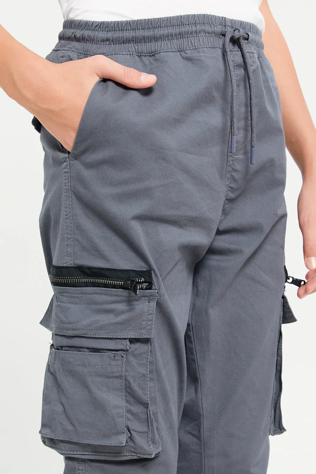 Senior Boys Grey Cargo Casual Trousers sold by Redtag product image thumbnail 4
