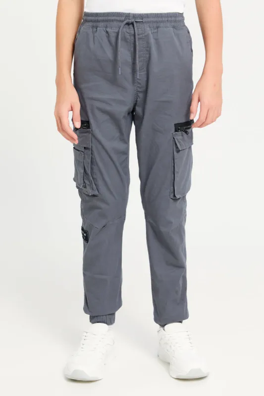 Senior Boys Grey Cargo Casual Trousers sold by Redtag