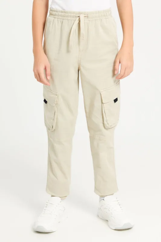 Senior Boys Beige Cargo Casual Trousers sold by Redtag