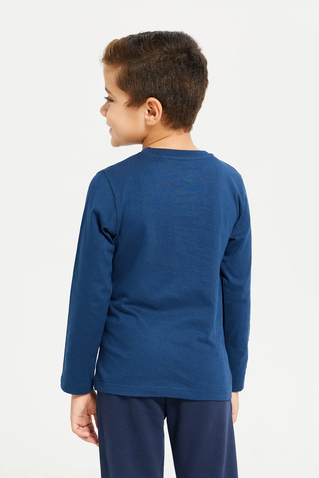 Boys Navy Space Printed Long Sleeve T-Shirt sold by Redtag product image thumbnail 3