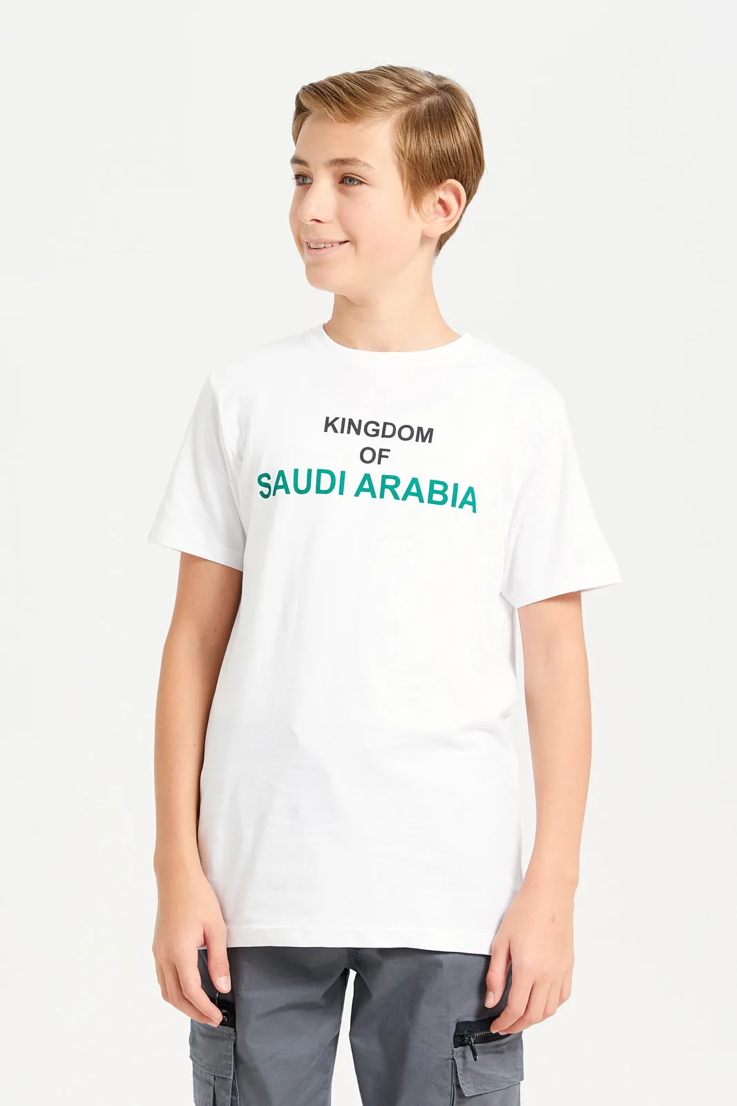 Senior Boys White KSA Printed T-Shirt sold by Redtag