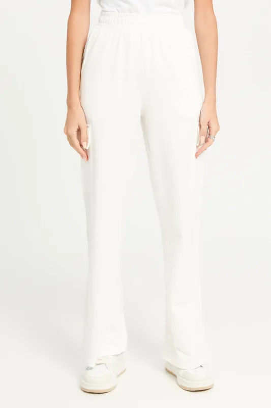 Women Ivory Wide Leg Cargo Pants sold by Redtag