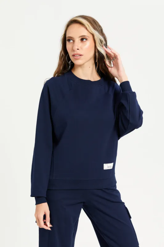 Women Navy Embroidered Patch Sweatshirt sold by Redtag