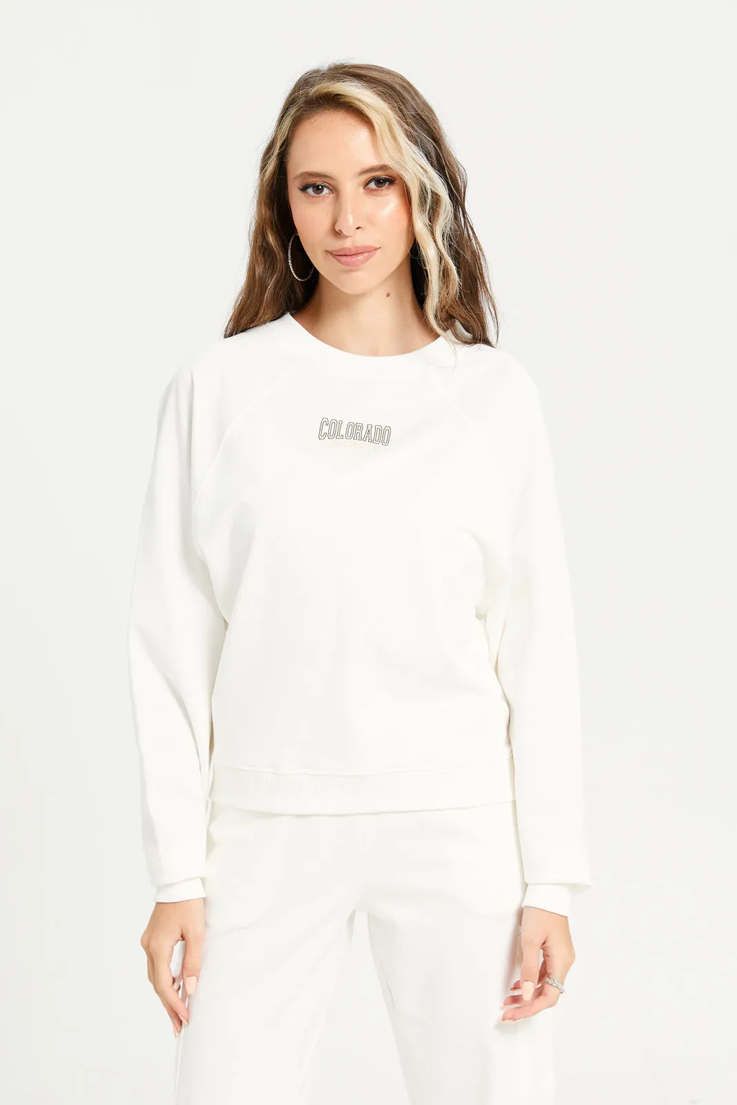 Women Ivory Printed Sweatshirt sold by Redtag