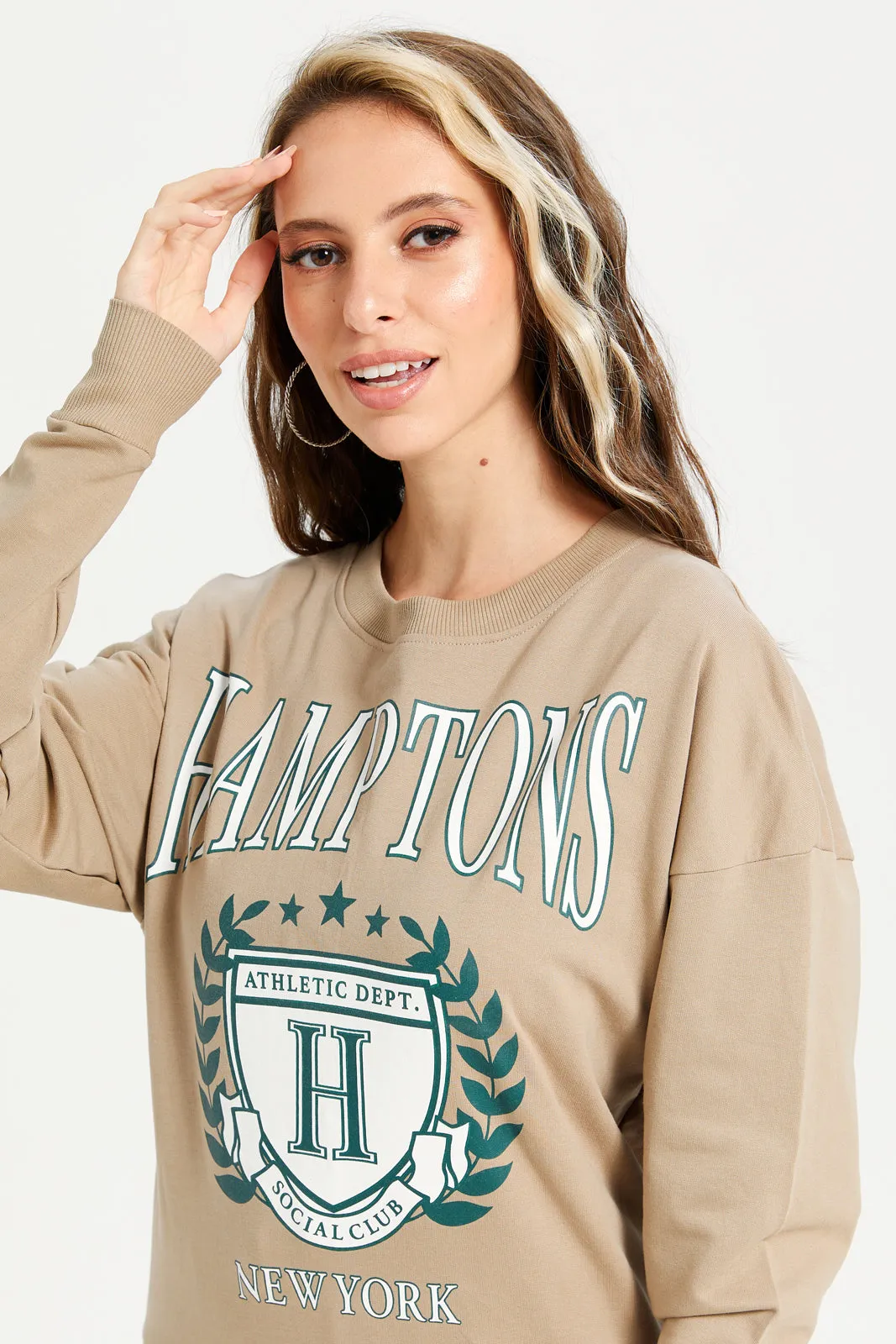 Women Brown Printed Oversized Sweatshirt sold by Redtag product image thumbnail 4