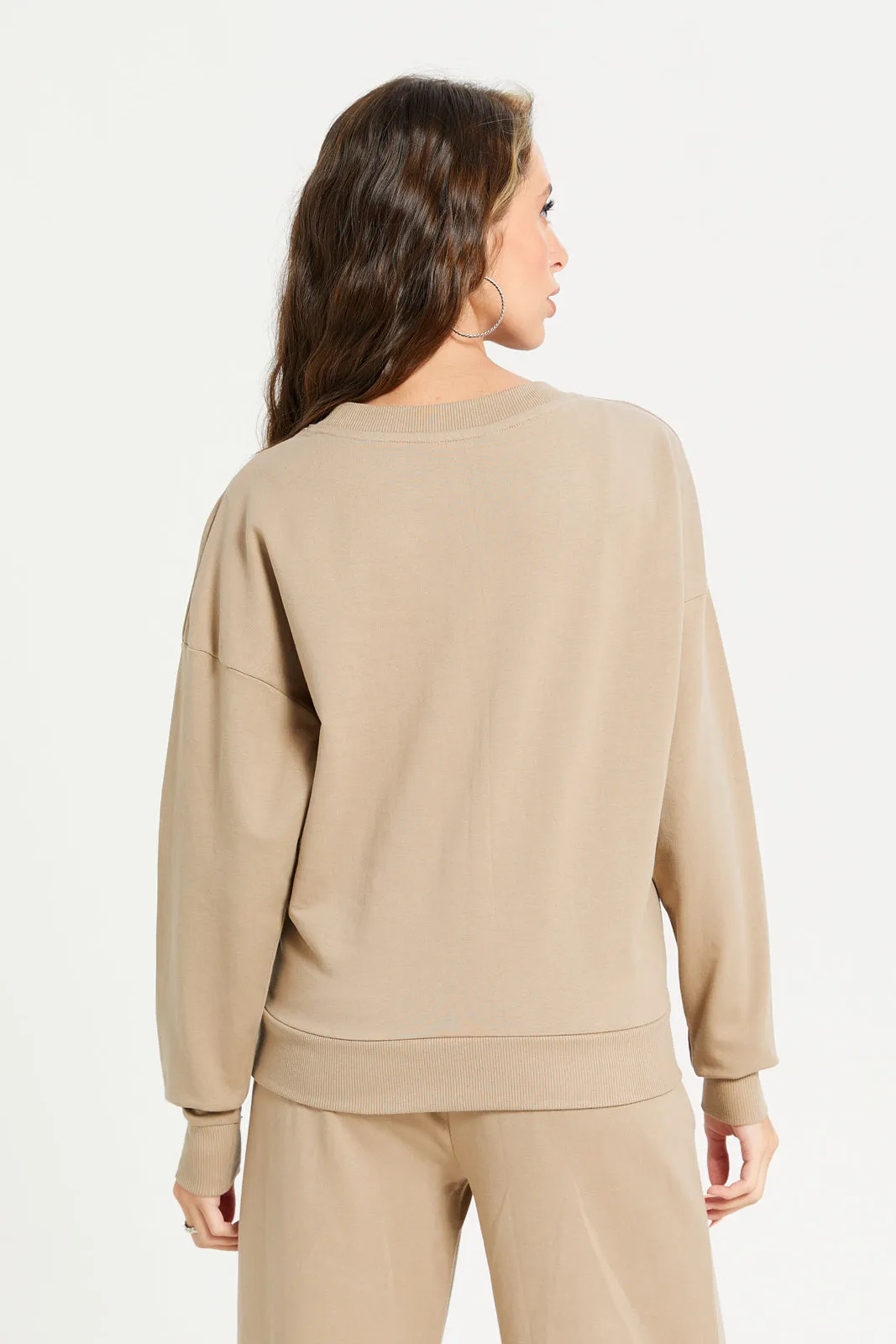 Women Brown Printed Oversized Sweatshirt sold by Redtag product image thumbnail 3