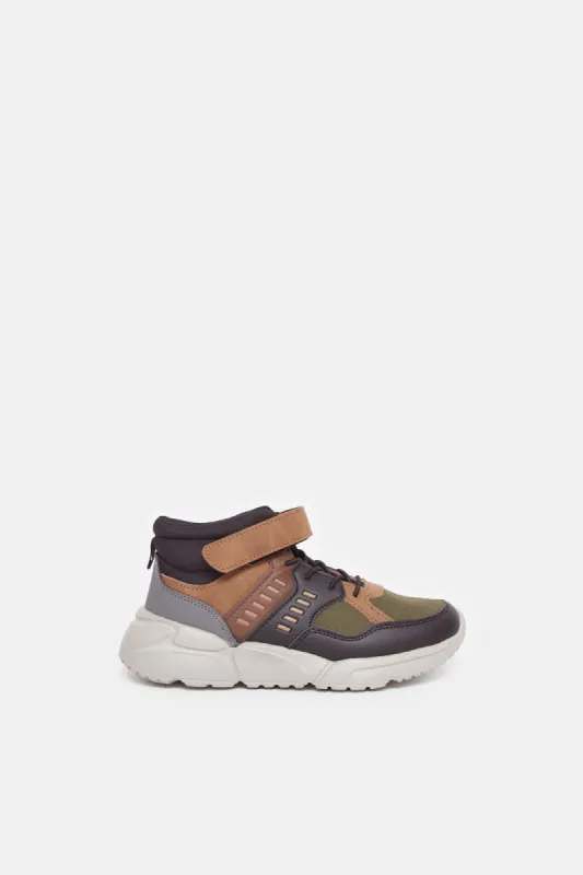 Boys Brown High Top Sneakers sold by Redtag