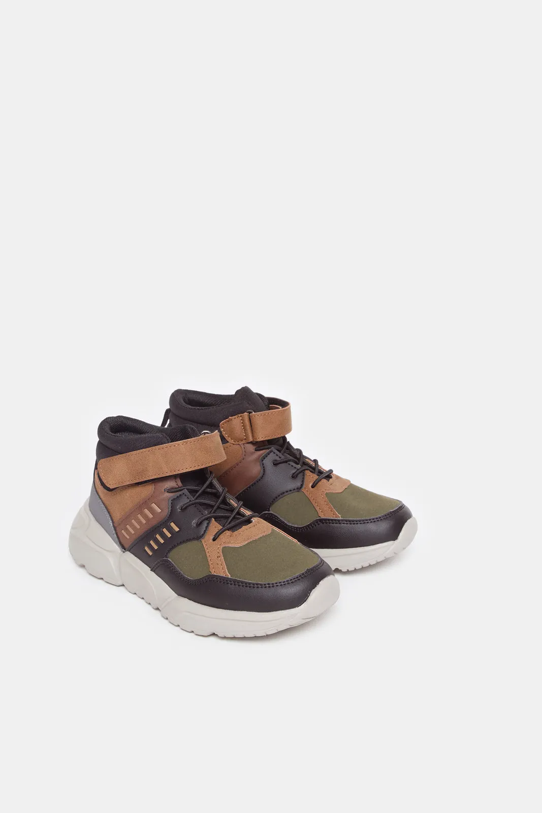 Boys Brown High Top Sneakers sold by Redtag product image thumbnail 2