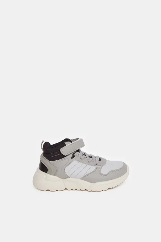 Boys Grey Color Block High Top Sneakers sold by Redtag