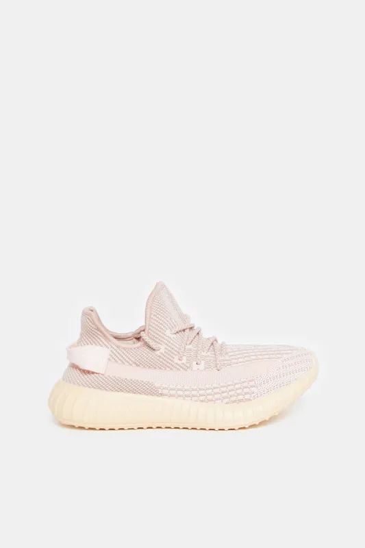 Women Pink Fly Knit Lace Up Sneakers sold by Redtag