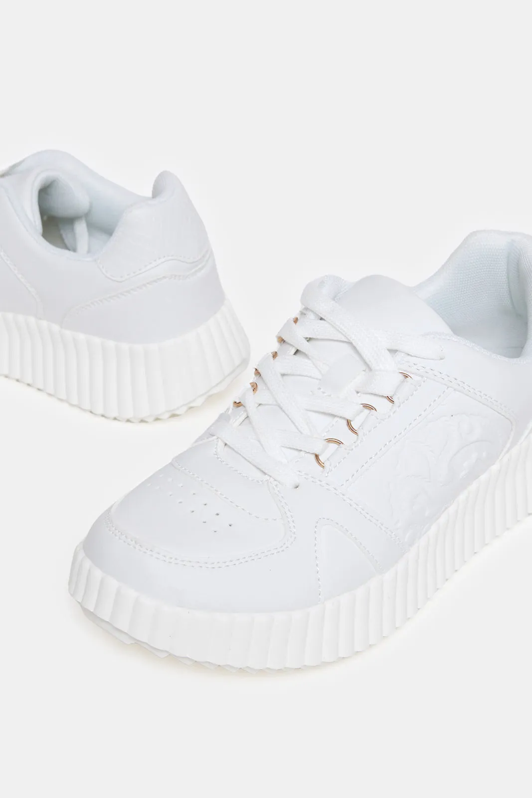 Women White Sneaker With Embossed Detail sold by Redtag product image thumbnail 3