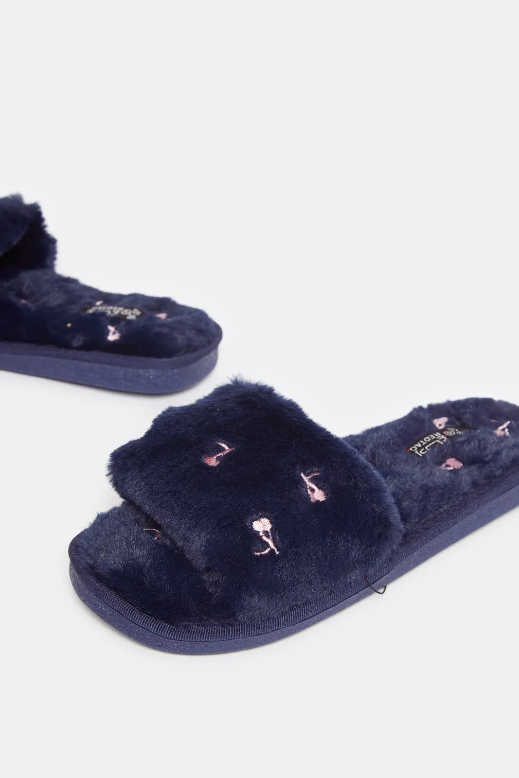 Women Navy Slipper With Embroidery sold by Redtag product image thumbnail 3