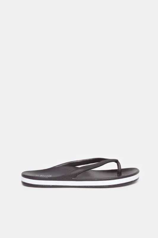 Women Black Solid Flip Flop sold by Redtag