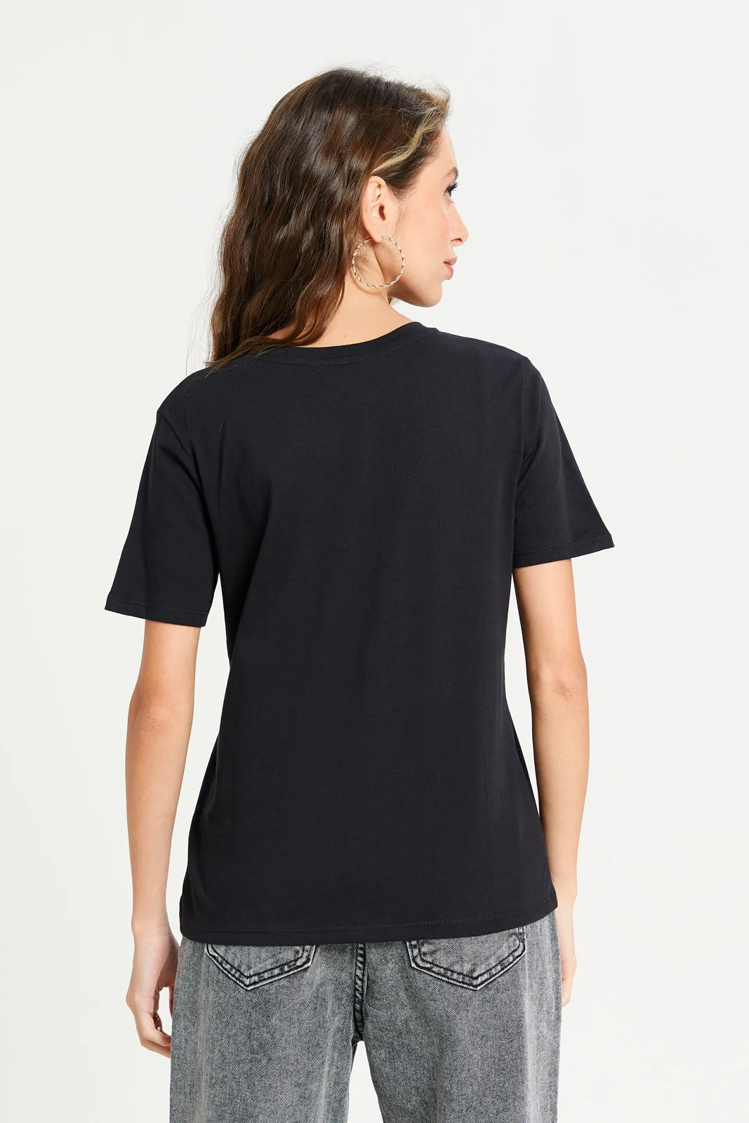 Women Black Printed T-Shirt sold by Redtag product image thumbnail 3