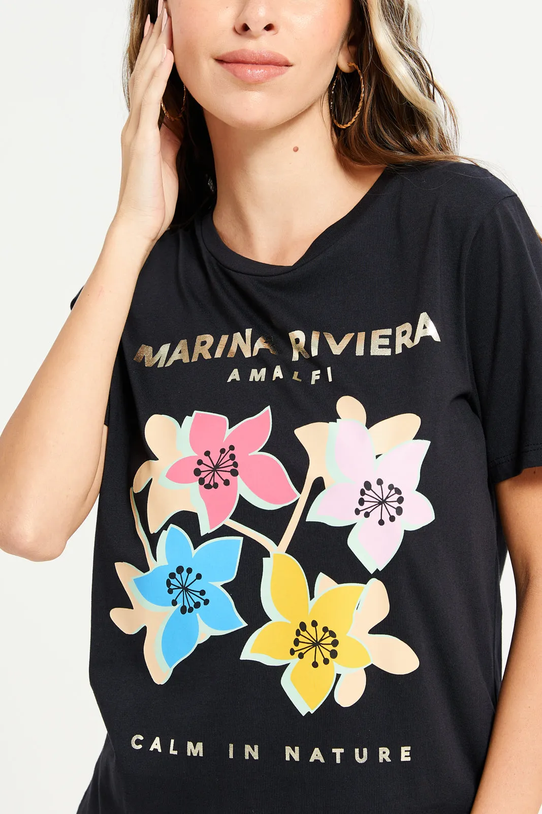 Women Black Printed T-Shirt sold by Redtag product image thumbnail 4