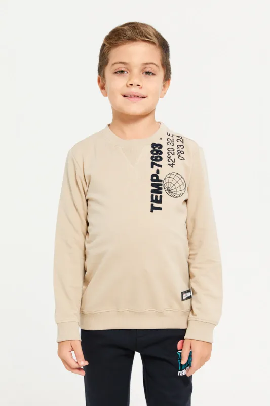 Boys Beige Round Neck Sweatshirt sold by Redtag