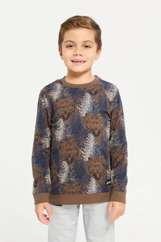 Boys Brown Bear All Over Print Sweatshirt sold by Redtag