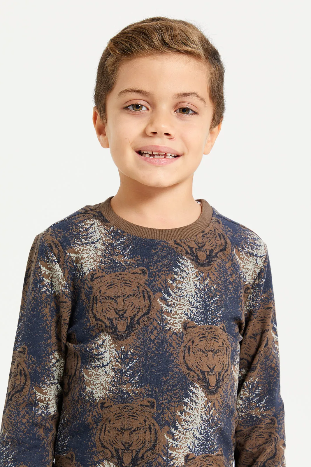 Boys Brown Bear All Over Print Sweatshirt sold by Redtag product image thumbnail 4