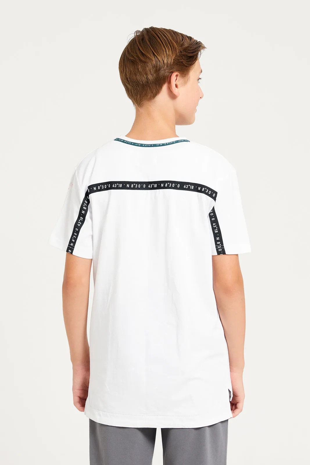 Senior Boys White Back Tape T-Shirt sold by Redtag product image thumbnail 3