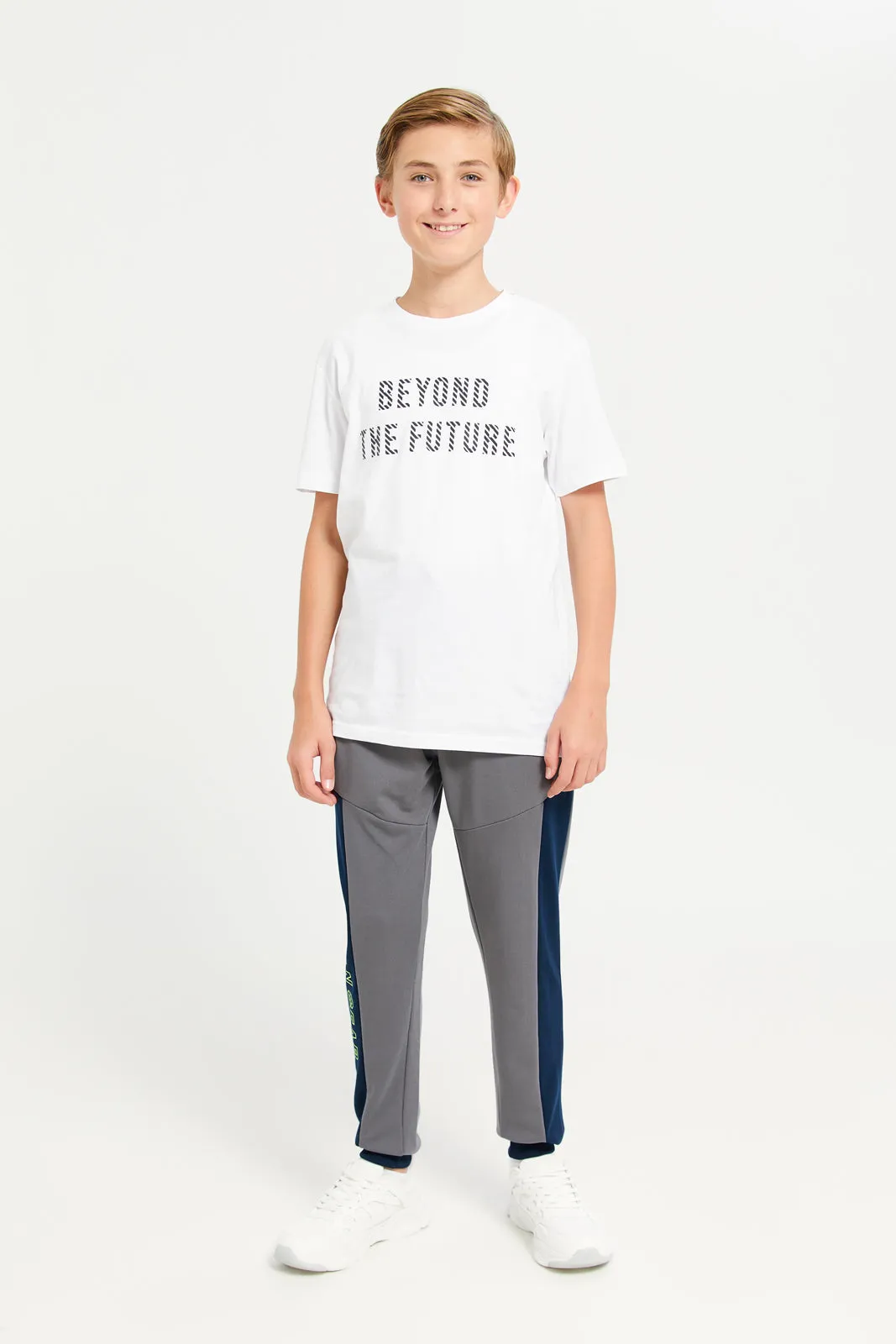 Senior Boys White Back Tape T-Shirt sold by Redtag product image thumbnail 2