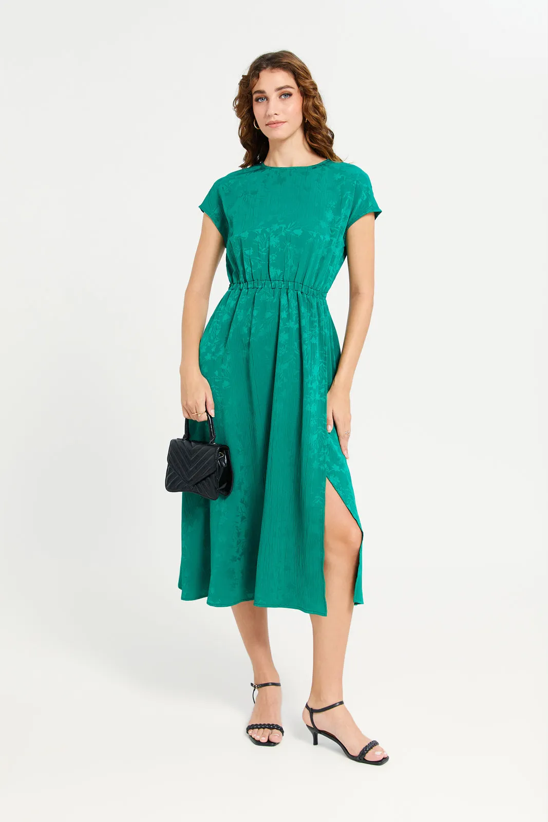 Women Green Jacquard Dress sold by Redtag product image thumbnail 3