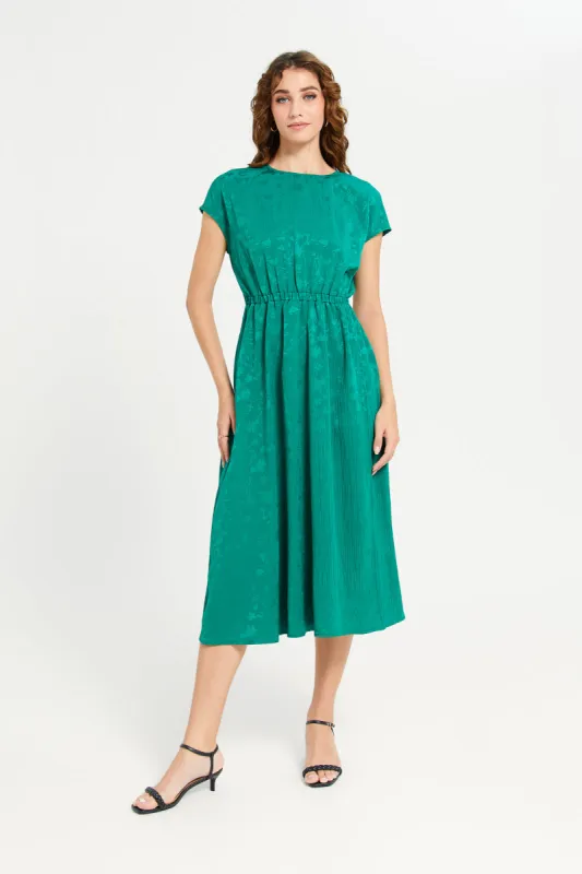 Women Green Jacquard Dress sold by Redtag