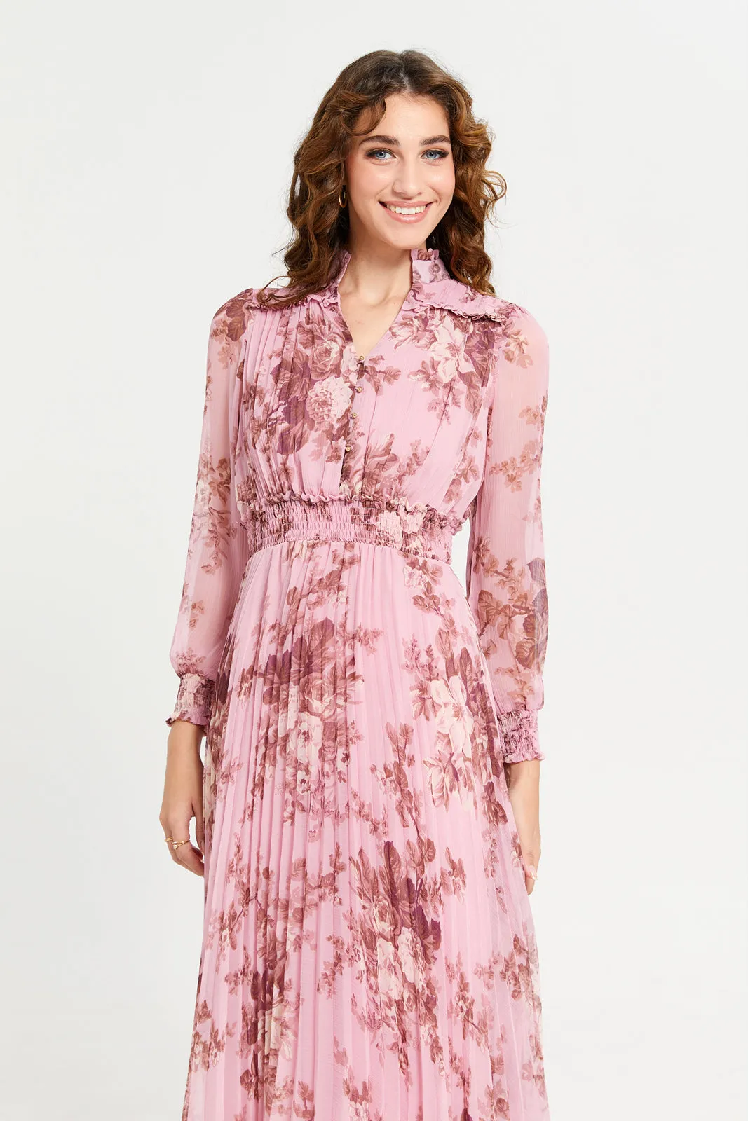 Women Pink Floral Plisse Dress sold by Redtag product image thumbnail 2
