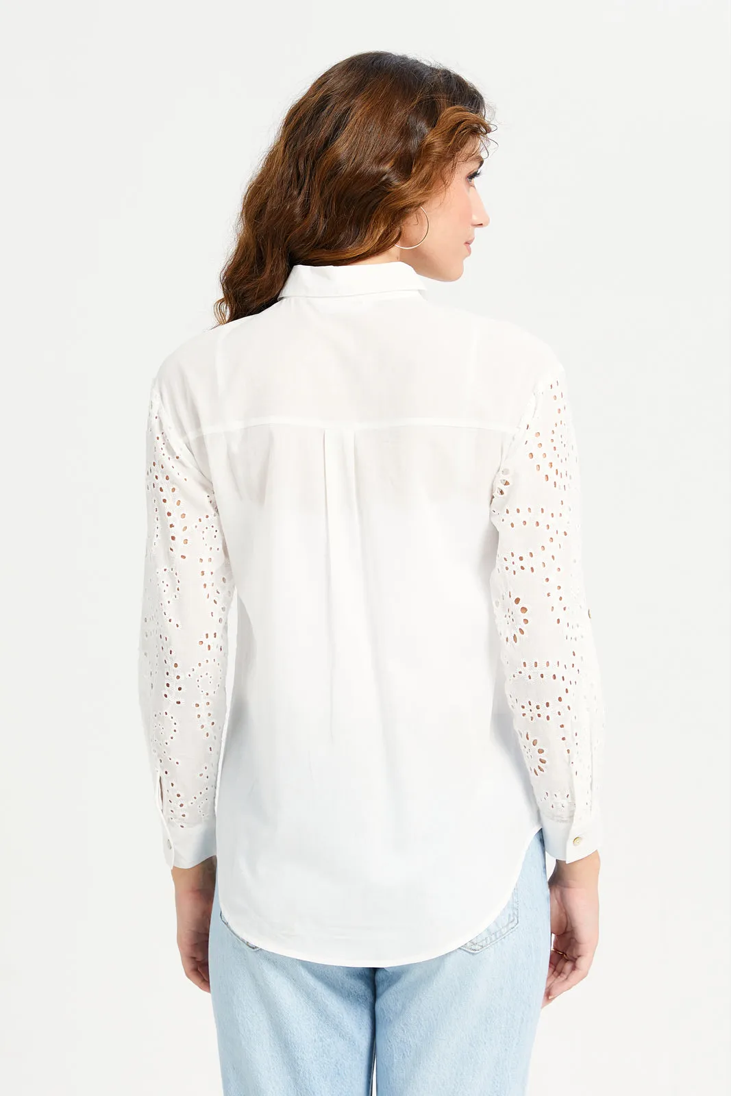 Women White Cutwork Shirt sold by Redtag product image thumbnail 3