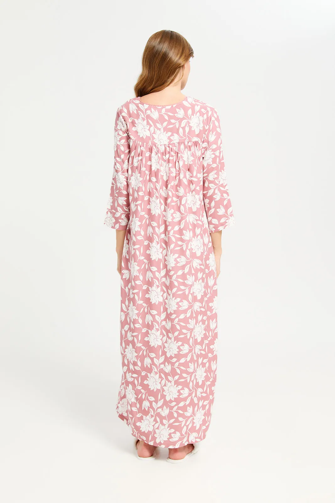 Women Pink Printed Front Frill Nightgown sold by Redtag product image thumbnail 4