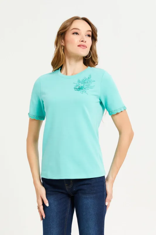 Women Mint Tee With Applique sold by Redtag