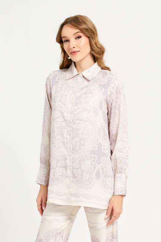 Women Pink  Printed Collared Blouse sold by Redtag
