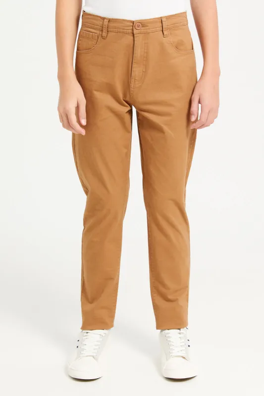 Senior Boys Beige Slim Fit Trousers sold by Redtag