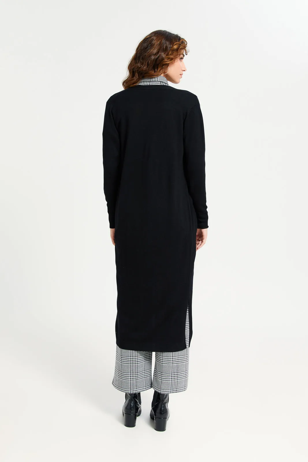 Women Black Plain Longline Cardigan sold by Redtag product image thumbnail 4