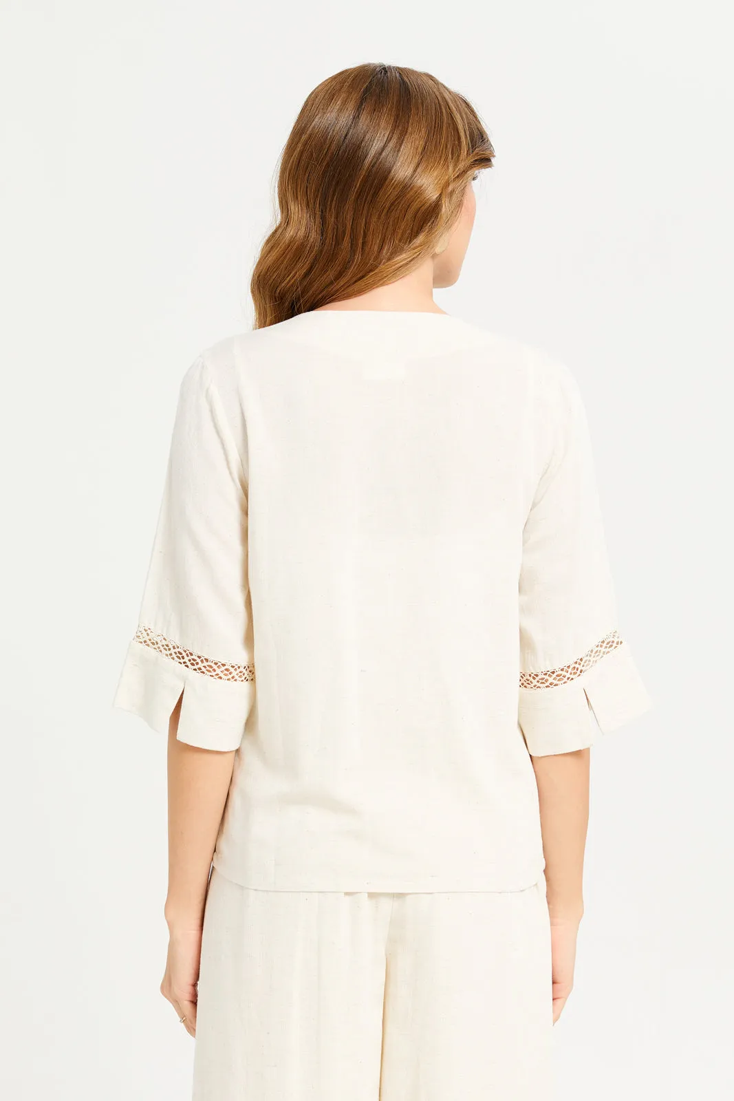 Women Beige Embroidered Blouse sold by Redtag product image thumbnail 3