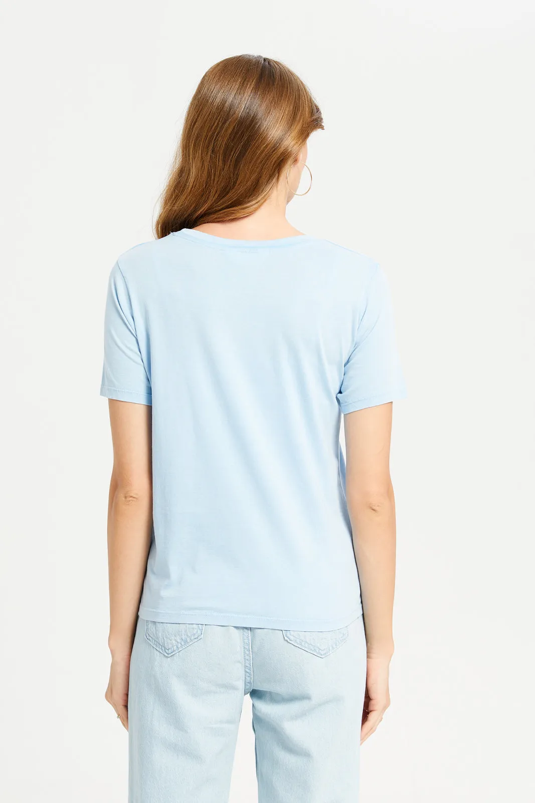 Women Blue Overdyed Printed T-Shirt sold by Redtag product image thumbnail 3