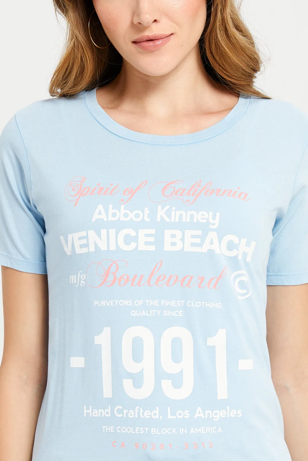 Women Blue Overdyed Printed T-Shirt sold by Redtag product image thumbnail 4