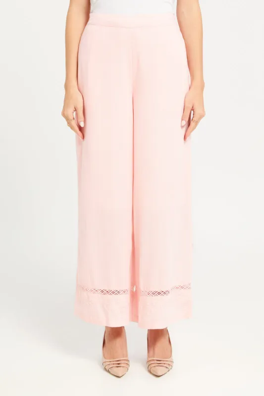 Women Pink  Plain Wide Leg trouser sold by Redtag