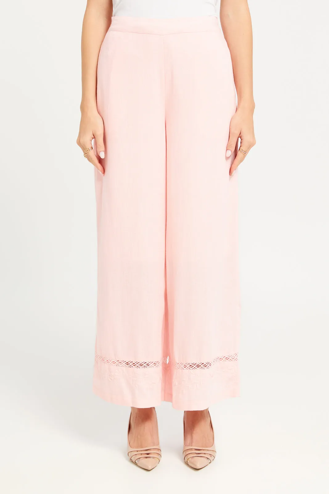 Women Pink Plain Wide Leg trouser sold by Redtag