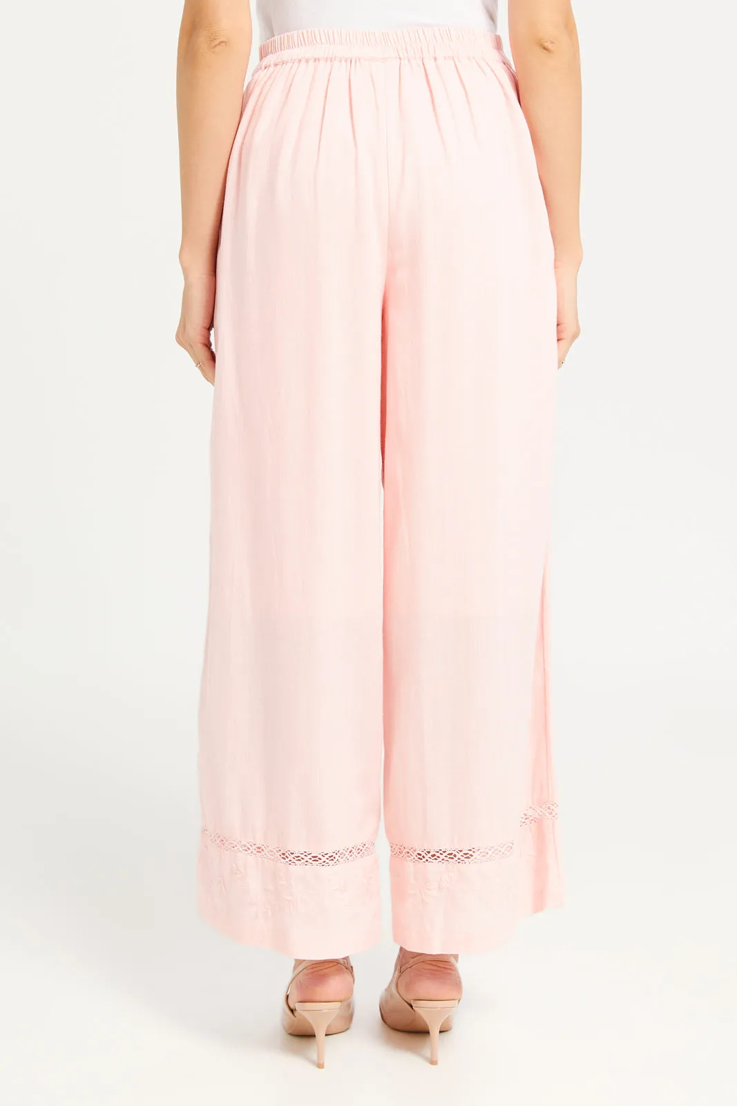 Women Pink Plain Wide Leg trouser sold by Redtag product image thumbnail 3