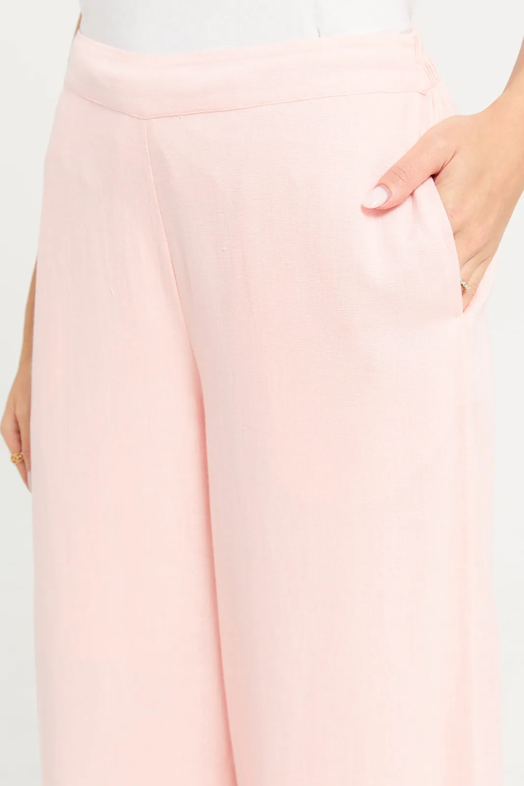 Women Pink Plain Wide Leg trouser sold by Redtag product image thumbnail 4