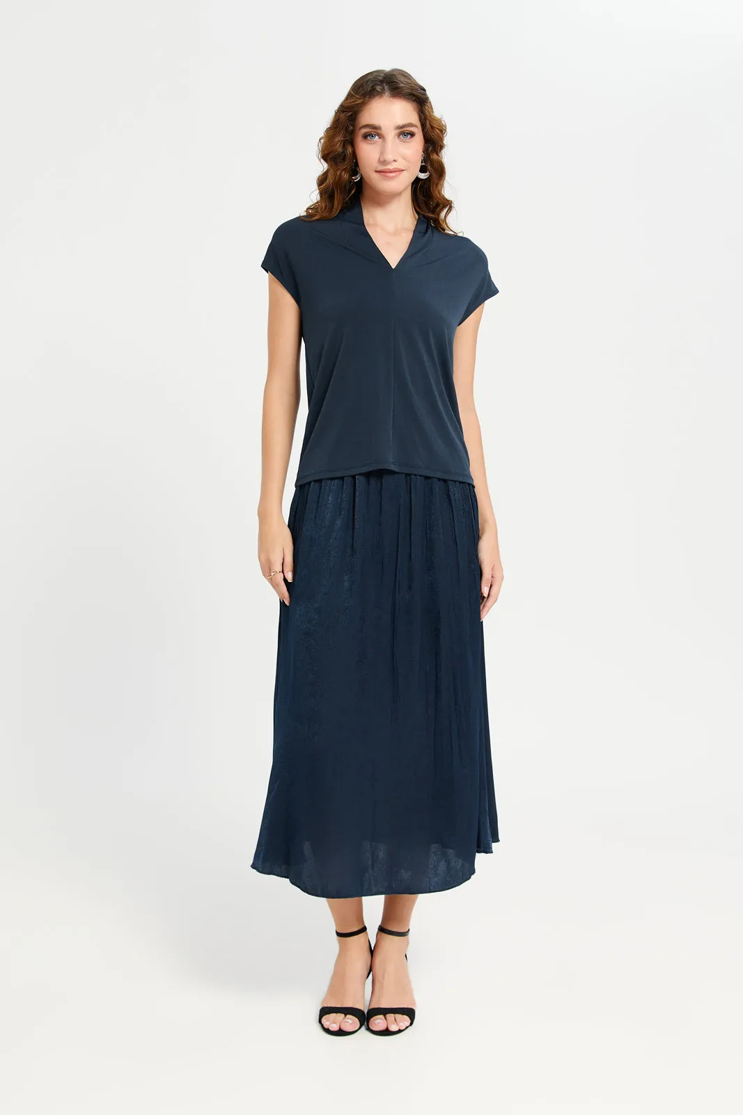 Women Navy Plain Drop Shoulder Jersey Top sold by Redtag product image thumbnail 2