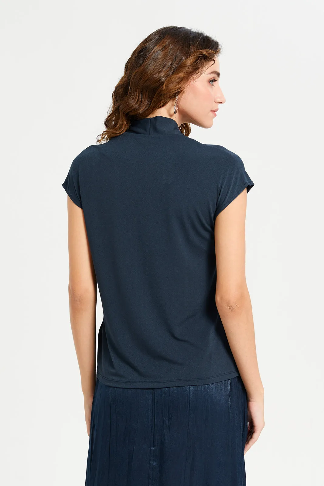 Women Navy Plain Drop Shoulder Jersey Top sold by Redtag product image thumbnail 3