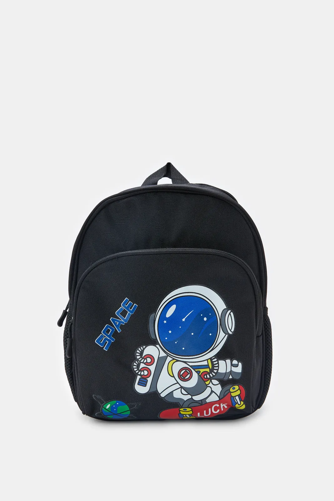 Boys Black Printed Backpack sold by Redtag