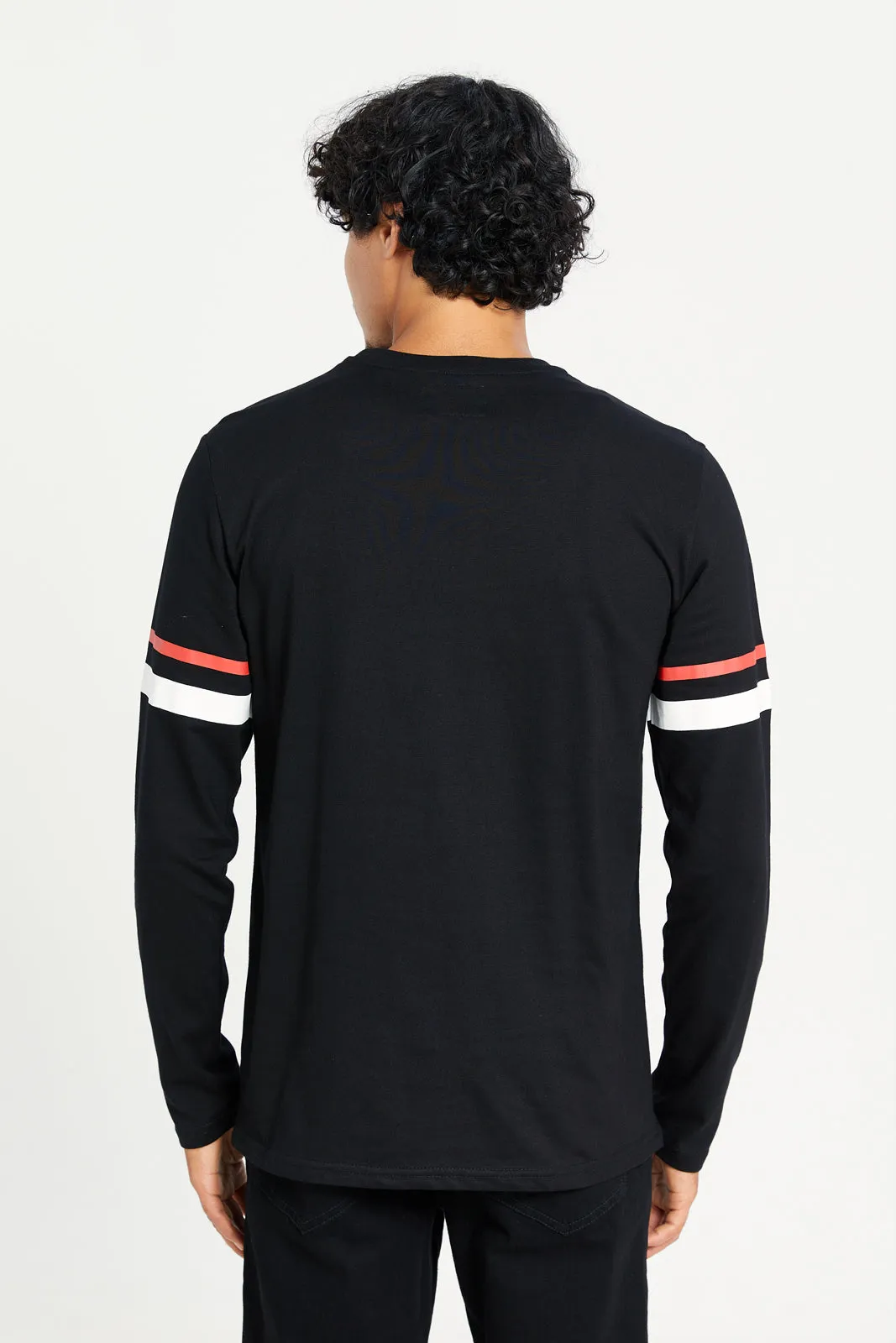 Men Black Printed Long Sleeve T-shirt sold by Redtag product image thumbnail 3