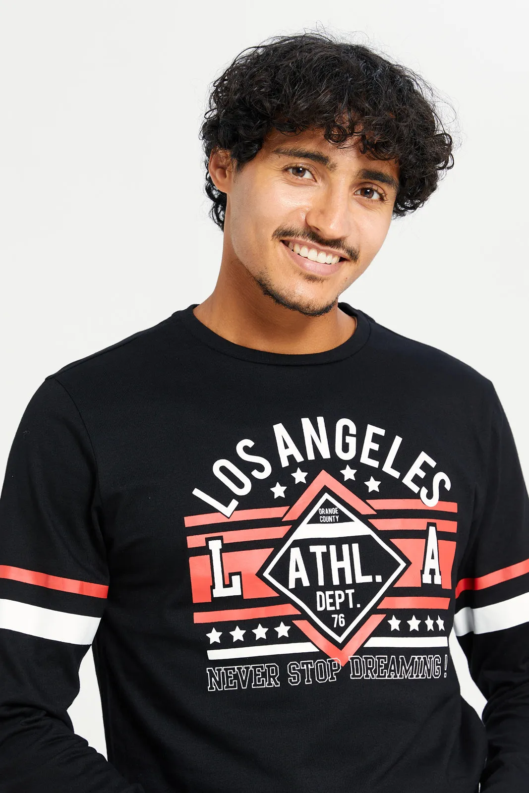 Men Black Printed Long Sleeve T-shirt sold by Redtag product image thumbnail 4