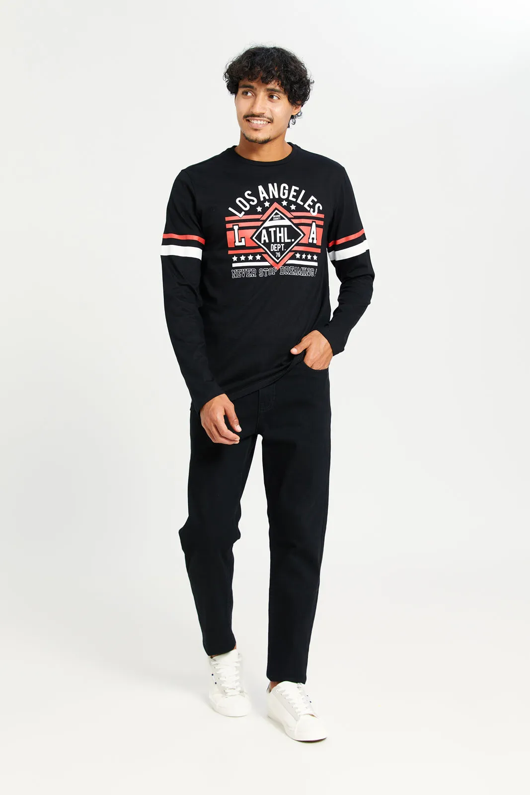 Men Black Printed Long Sleeve T-shirt sold by Redtag product image thumbnail 2